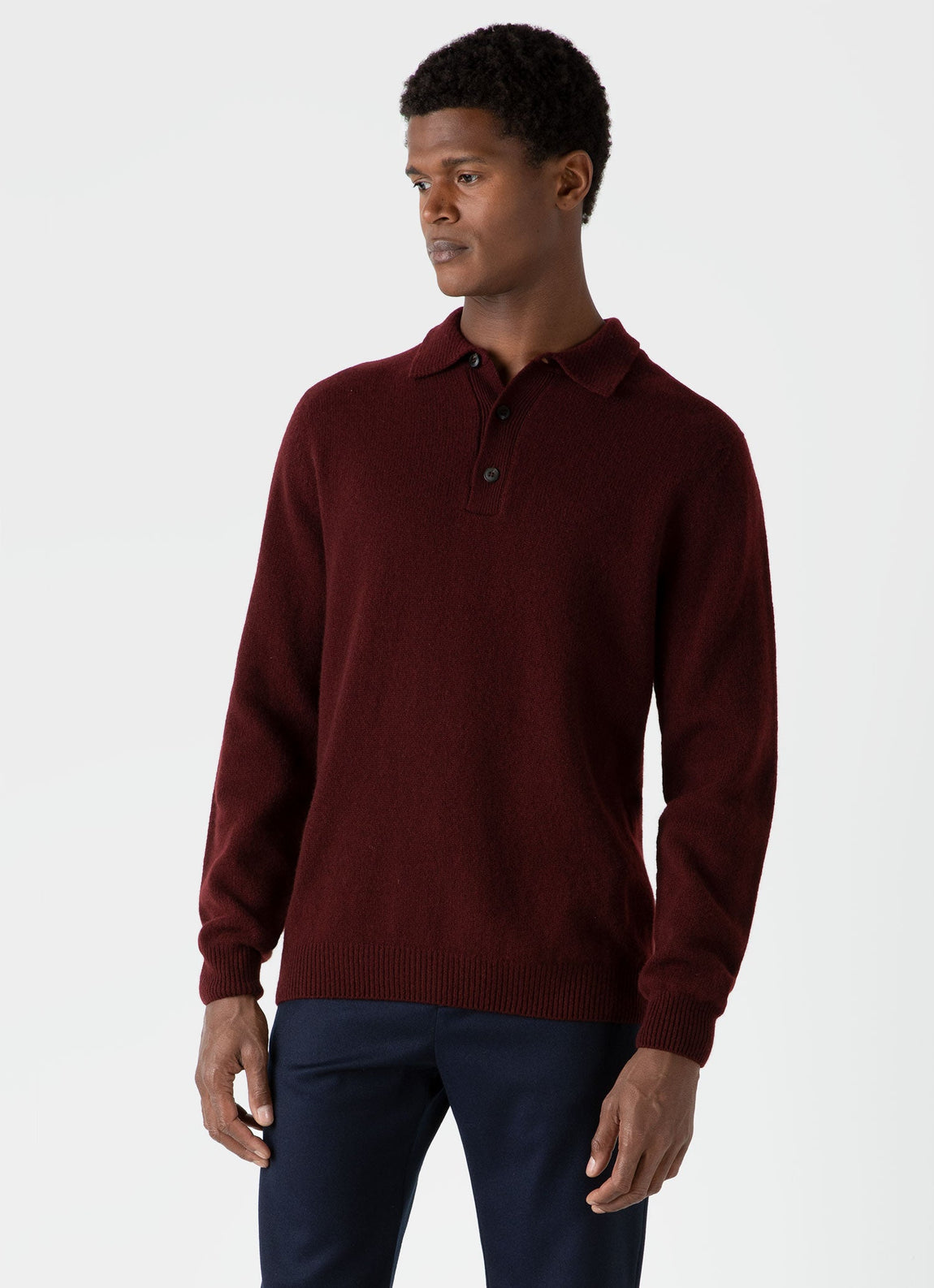 Men's Lambswool Polo Shirt in Maroon