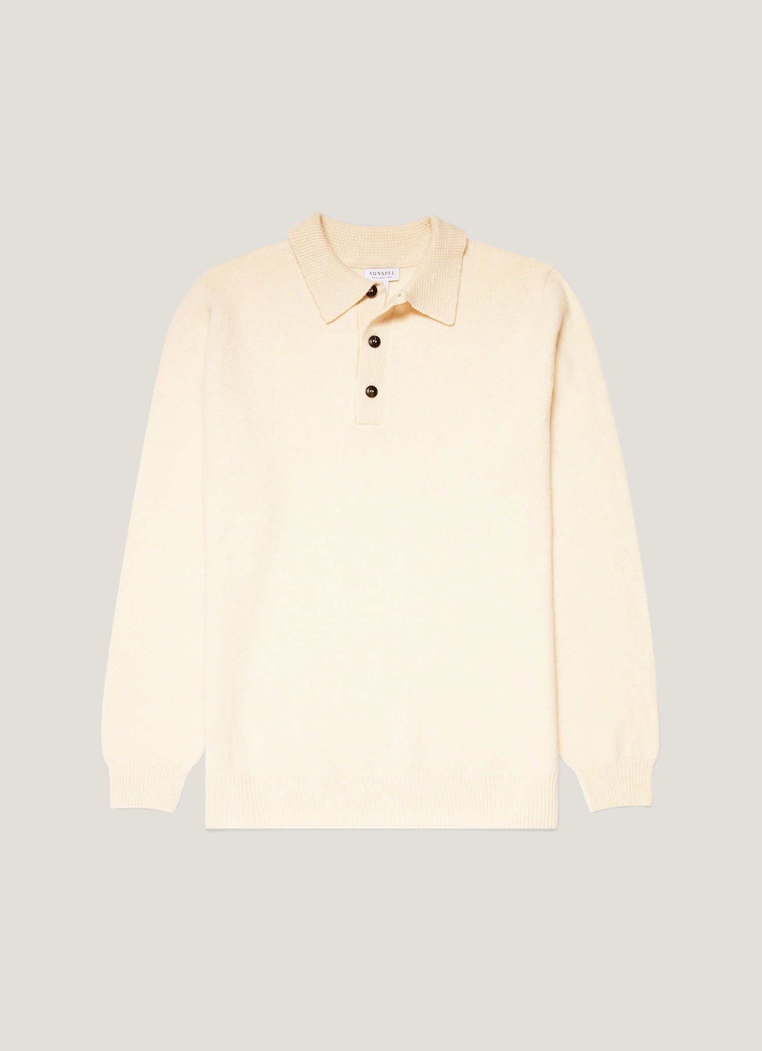 Men's Lambswool Polo Shirt in Ecru
