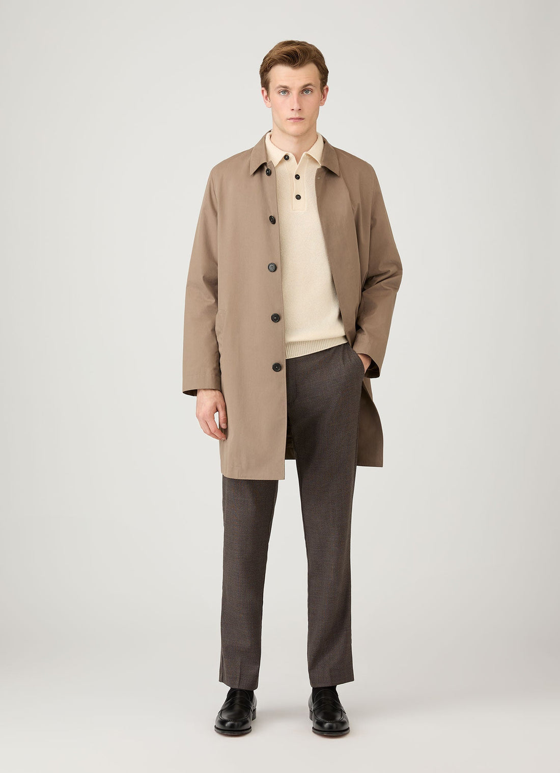 Men's Lambswool Polo Shirt in Ecru