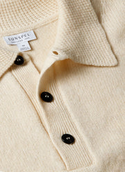 Men's Lambswool Polo Shirt in Ecru