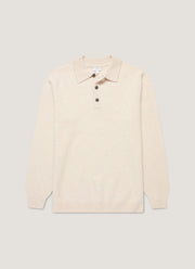 Men's Lambswool Polo Shirt in Oatmeal Melange