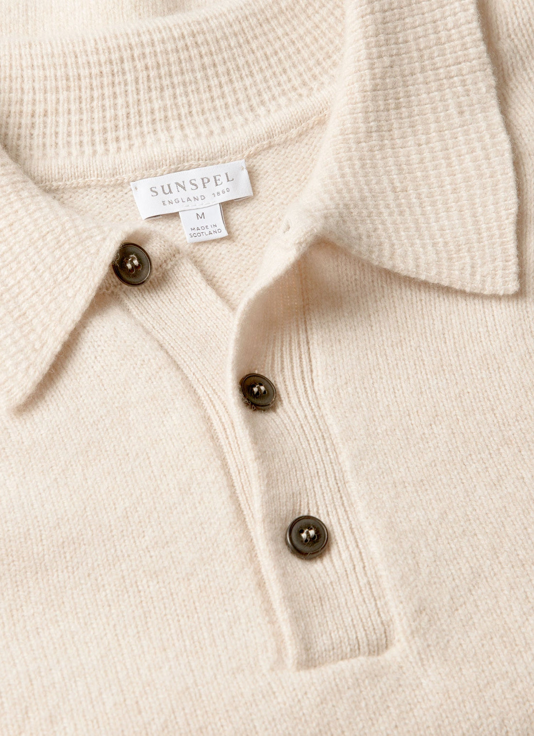 Men's Lambswool Knitted Polo Shirt in Oatmeal Melange