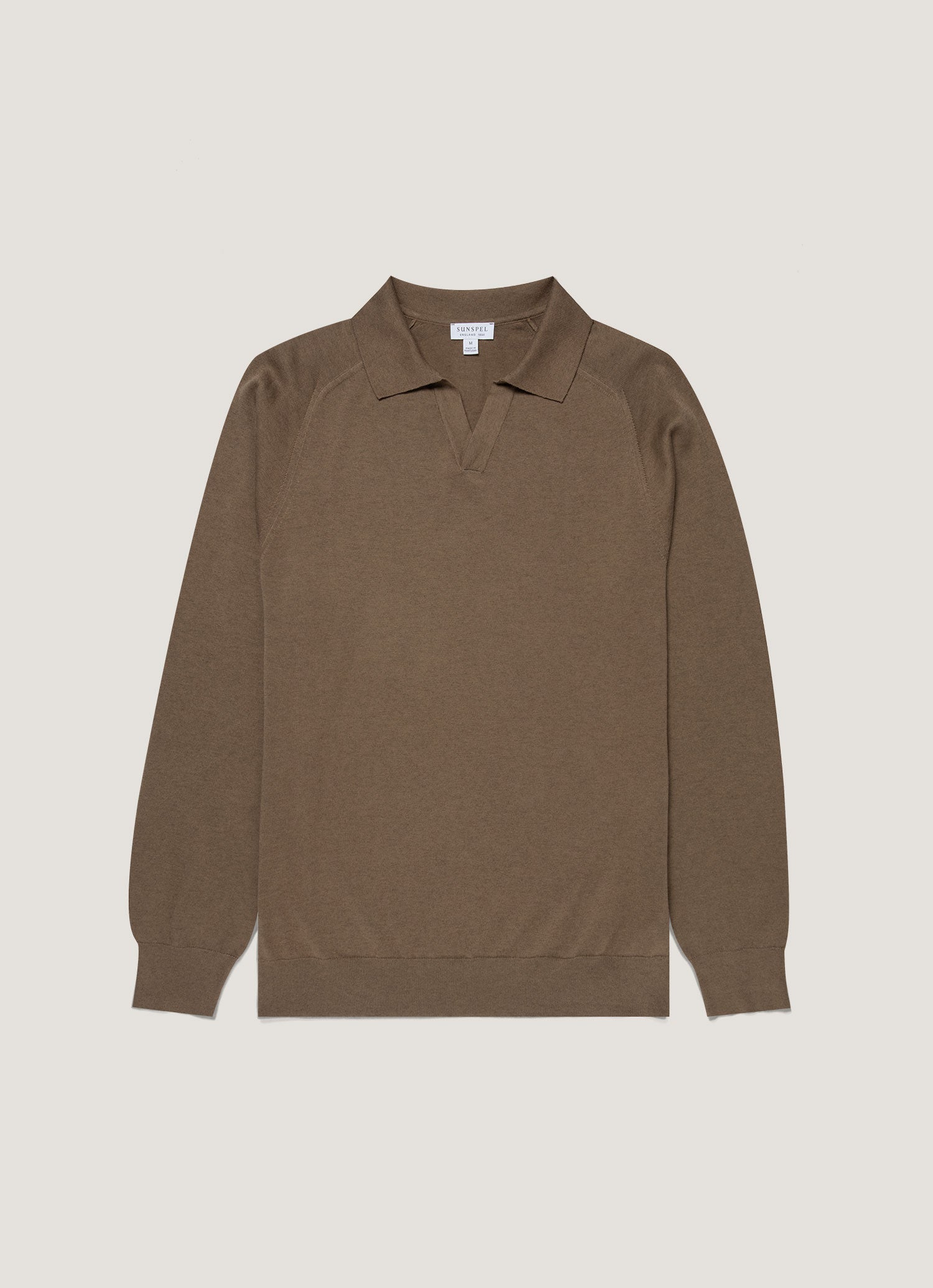 Men's Sea Island Cashmere Polo Shirt in Bark