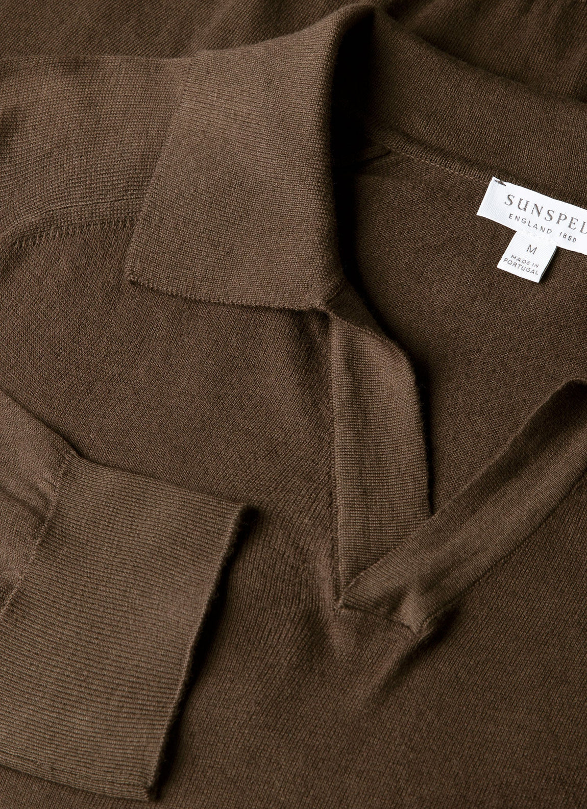 Men's Sea Island Cashmere Polo Shirt in Bark