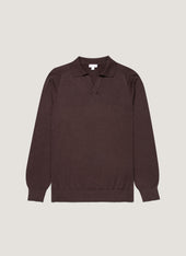 Men's Sea Island Cashmere Polo Shirt in Dark Chocolate