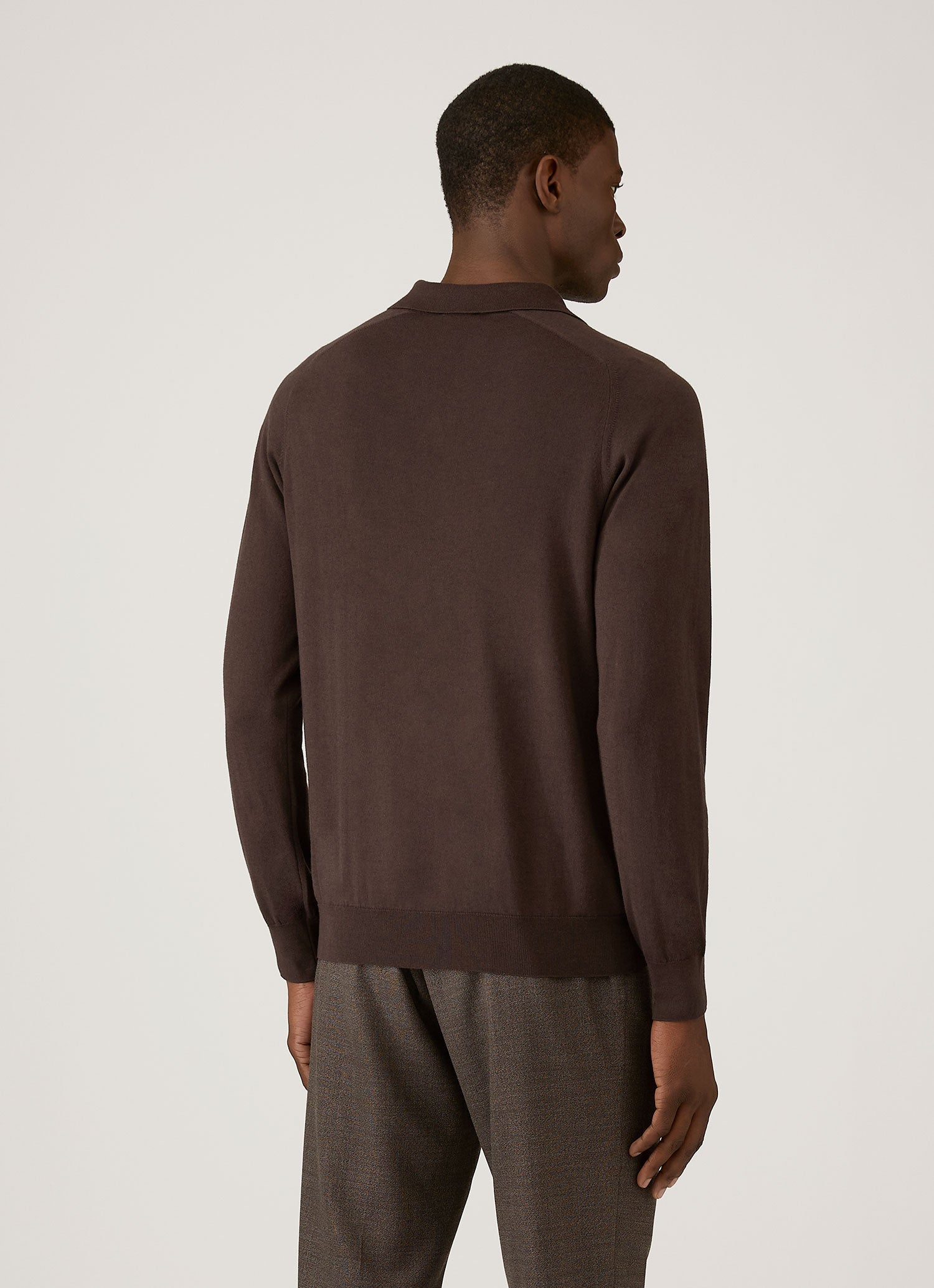 Men's Sea Island Cashmere Polo Shirt in Dark Chocolate