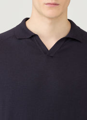 Men's Sea Island Cashmere Polo Shirt in Midnight Navy