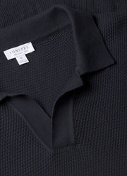 Men's Compact Mesh Knit Polo Shirt in Navy