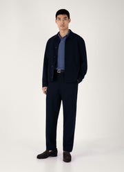 Men's Compact Mesh Knit Polo Shirt in Soft Denim