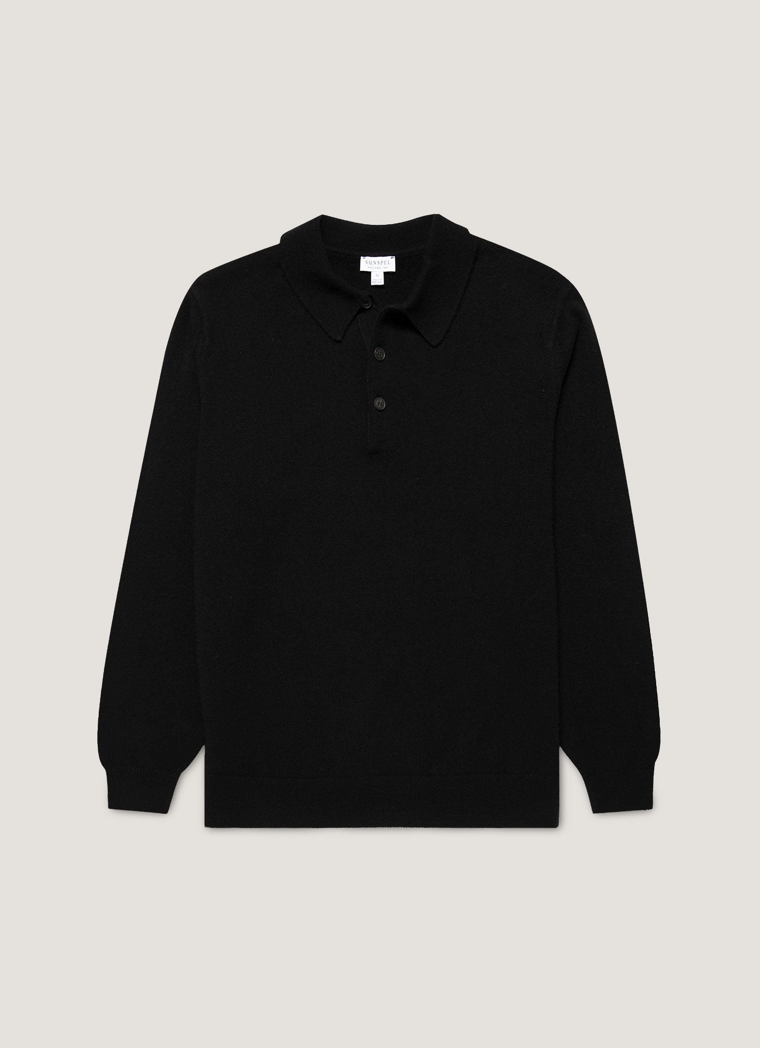 Men's Cashmere Knitted Polo Shirt in Black