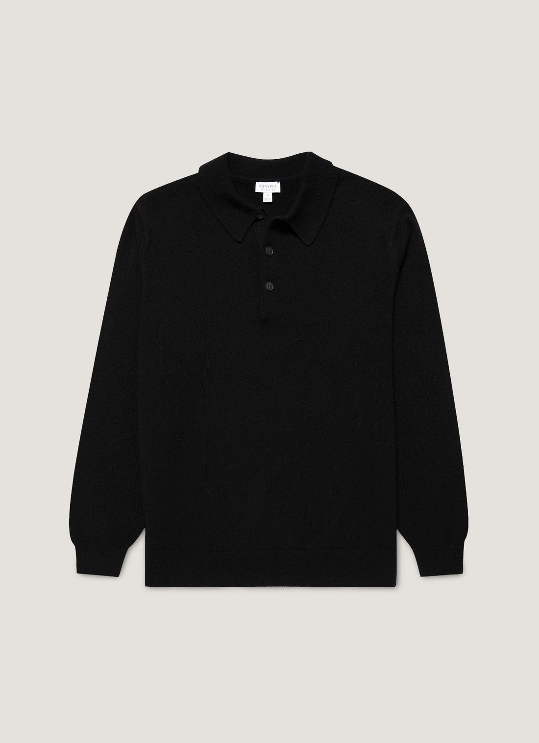 Men's Cashmere Knitted Polo Shirt in Black