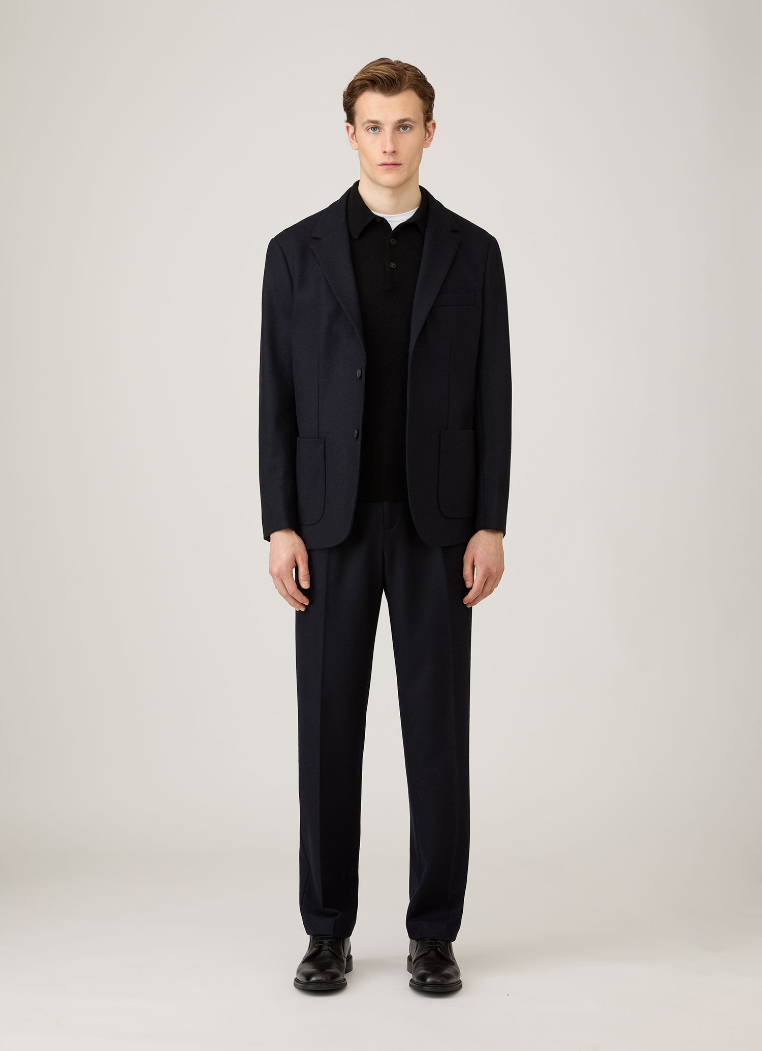 Men's Cashmere Knitted Polo Shirt in Black