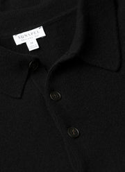 Men's Cashmere Knitted Polo Shirt in Black