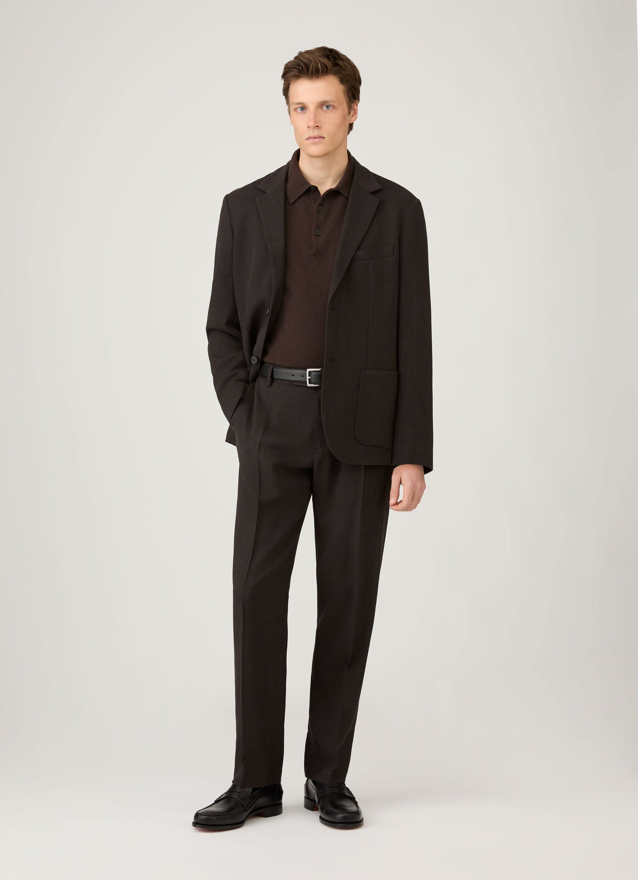 Men's Cashmere Polo Shirt in Truffle