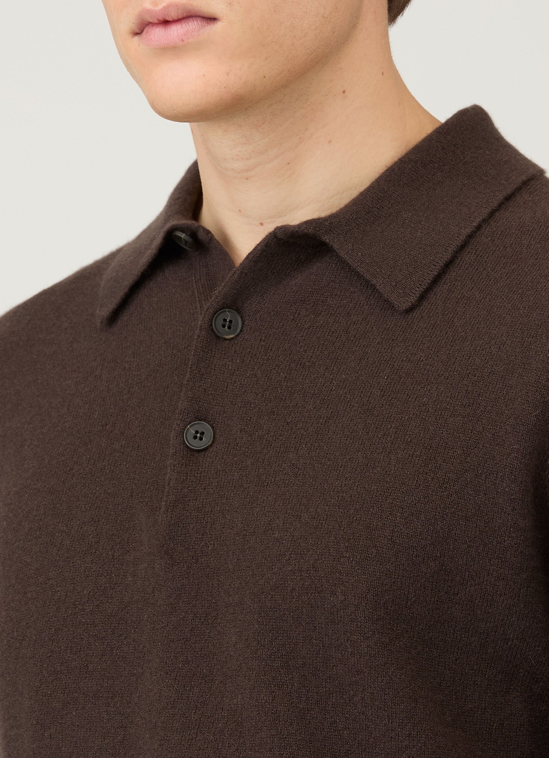 Men's Cashmere Polo Shirt in Truffle