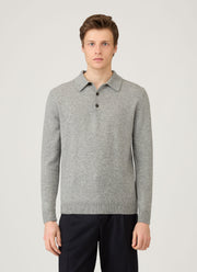Men's Cashmere Polo Shirt in Grey Melange