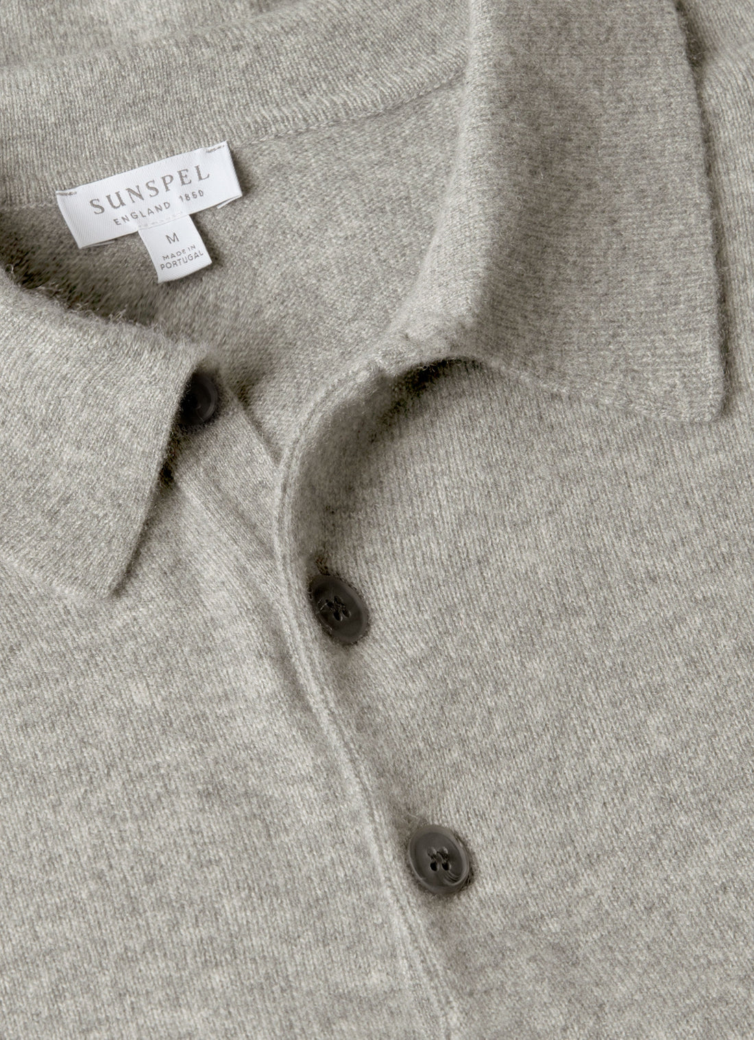 Men's Cashmere Knitted Polo Shirt in Grey Melange