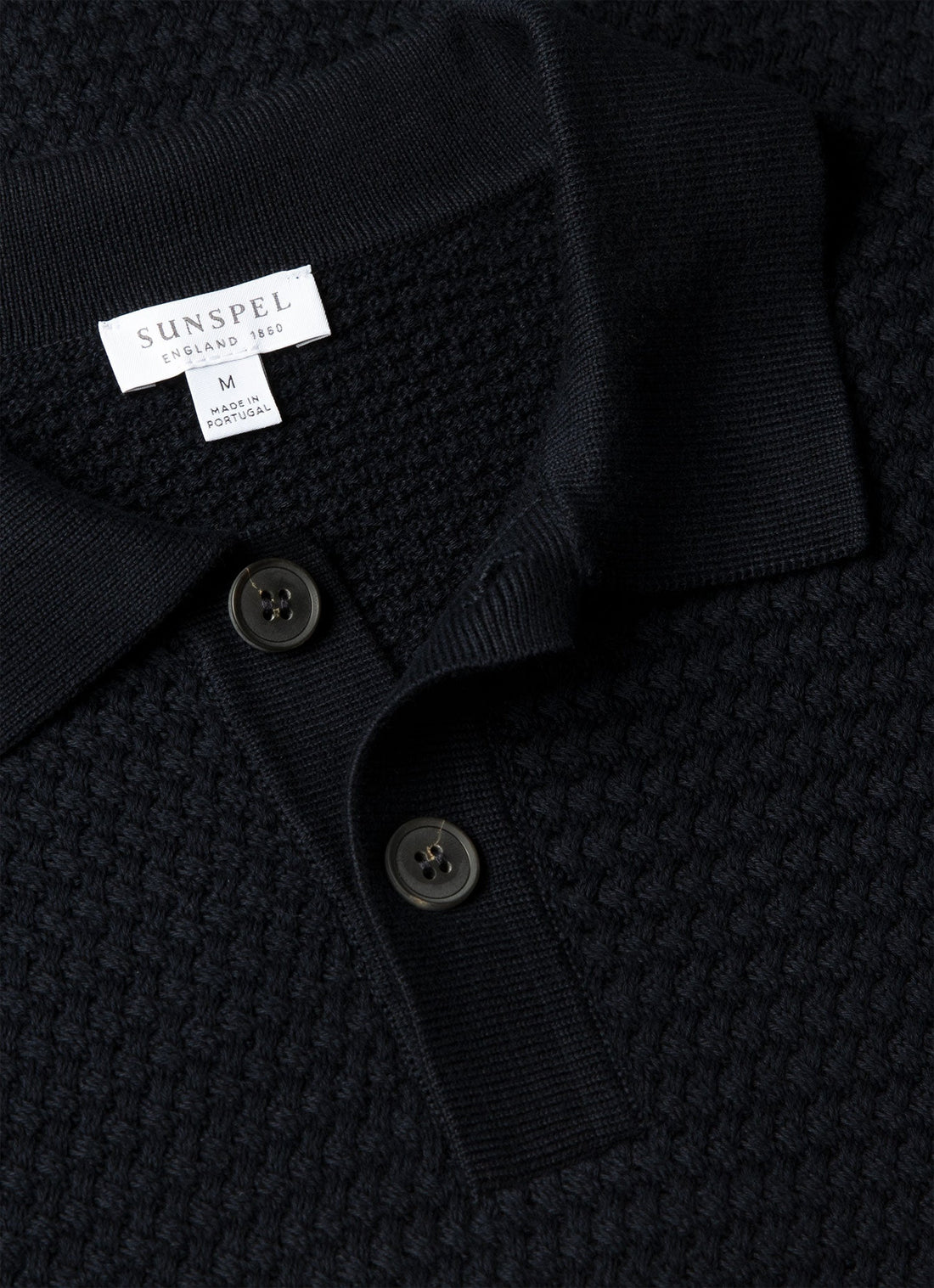Men's Cotton Basketweave Polo Shirt in Navy