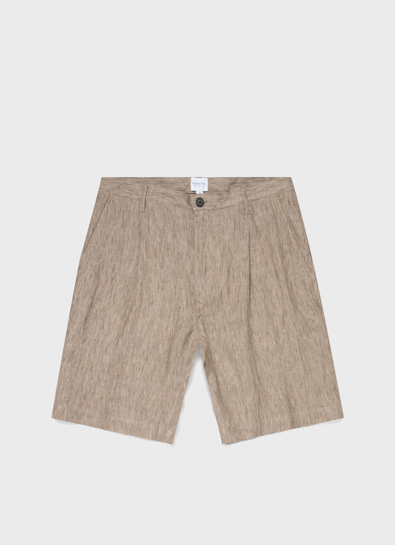 Men's Pleated Linen Short in Dark Stone