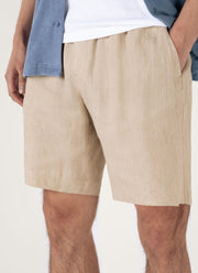 Men's Linen Drawstring Short in Light Sand
