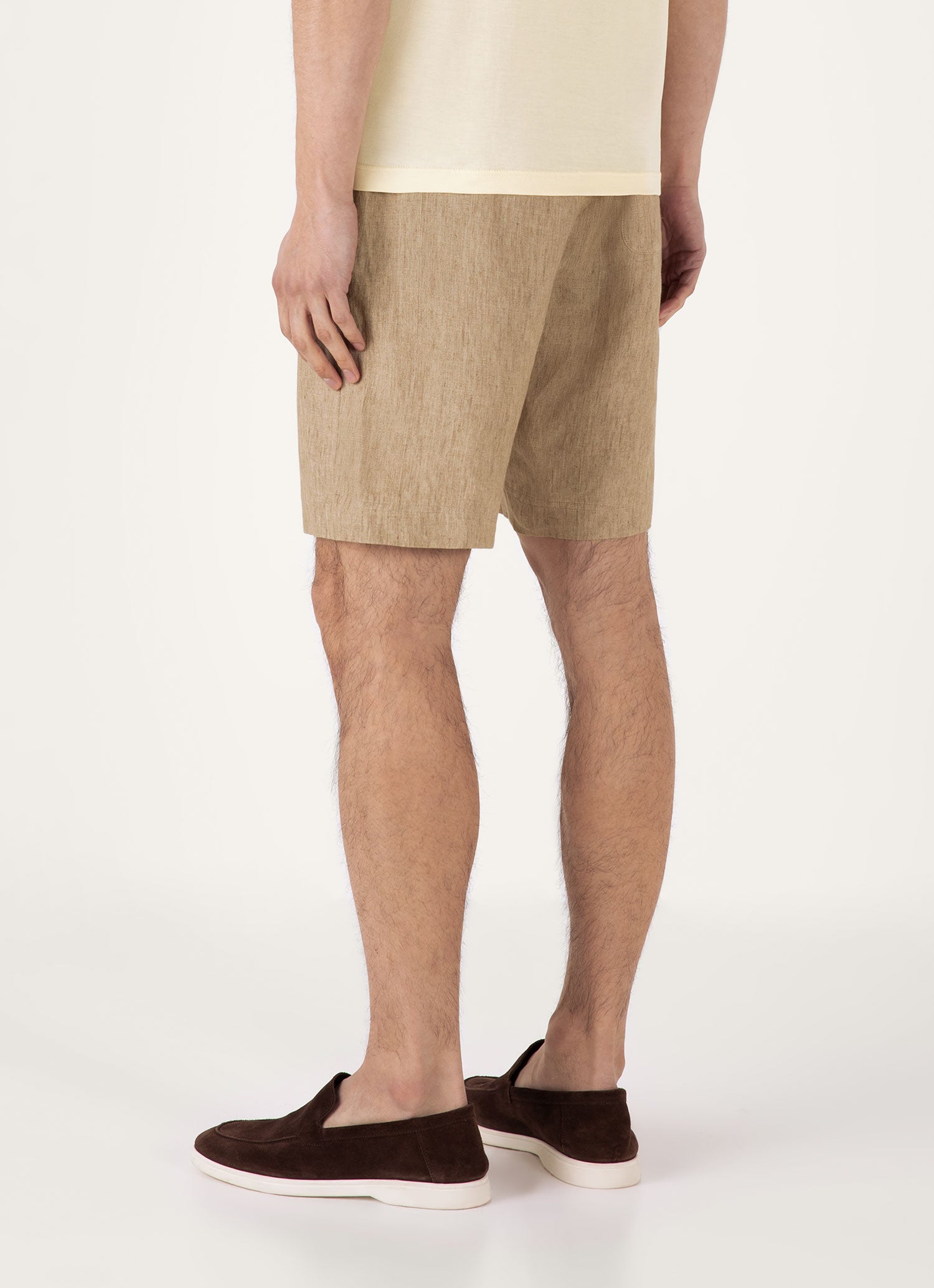 Men's Linen Drawstring Short in Dune Melange