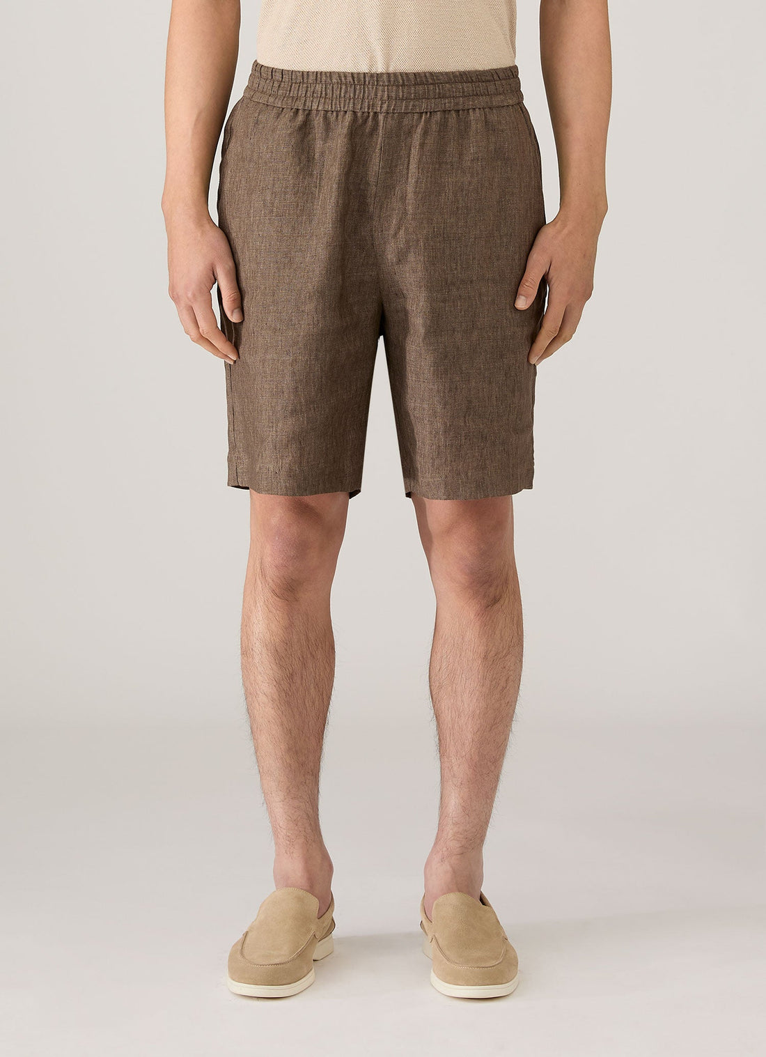 Men's Linen Drawstring Short in Dark Walnut