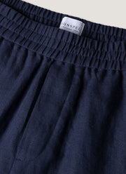 Men's Linen Drawstring Short in Light Navy