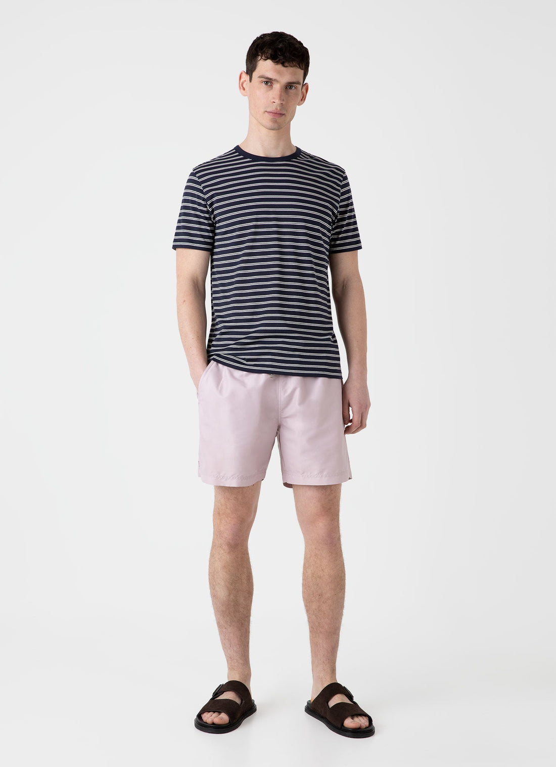 Men's Drawstring Swim Shorts in Pale Pink