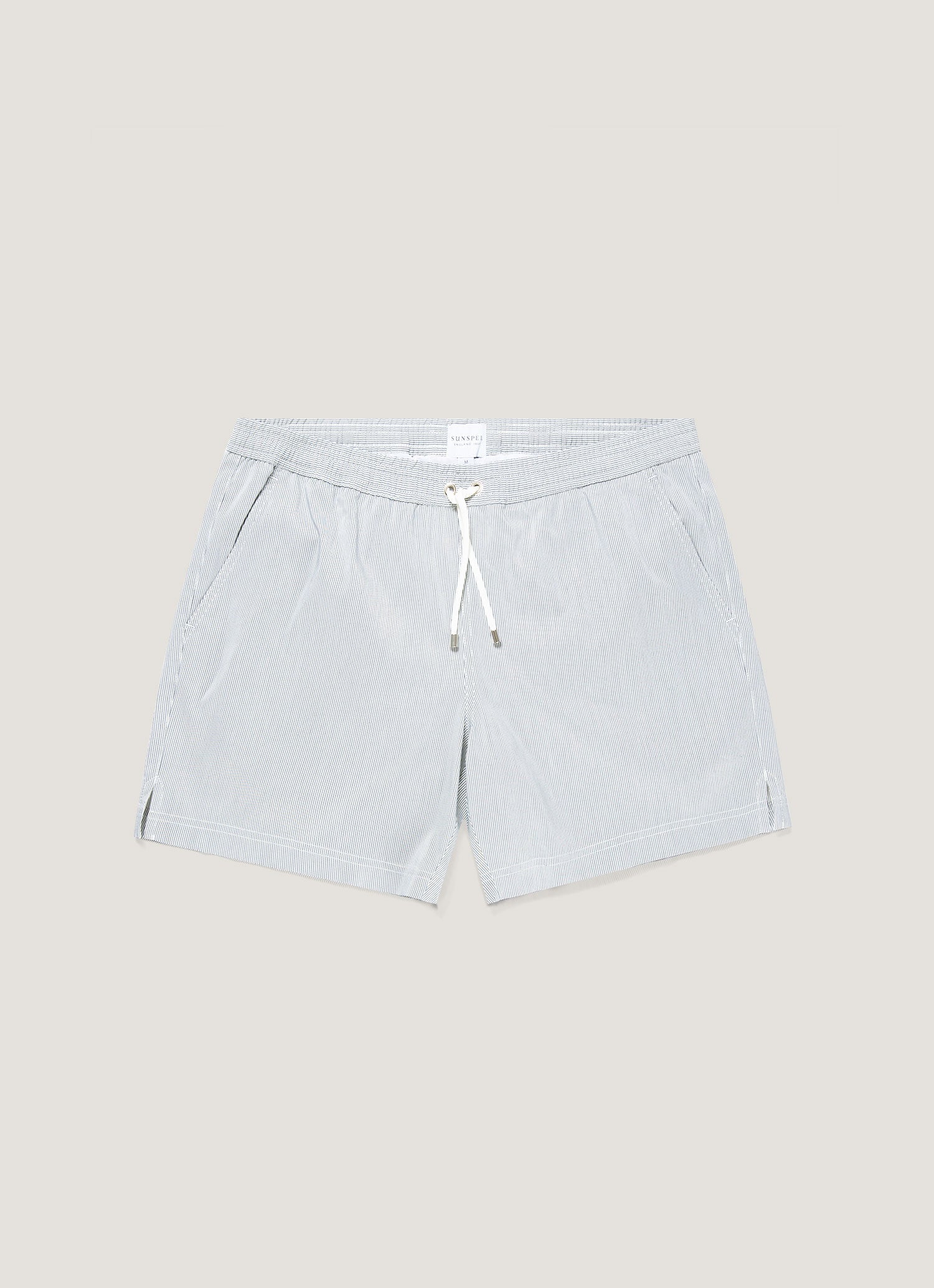 Men's Drawstring Swim Shorts in Navy/White