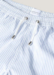 Men's Drawstring Swim Shorts in White/Cool Blue