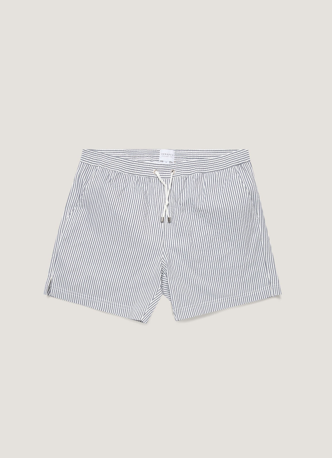Men's Drawstring Swim Shorts in Navy/White