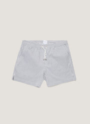 Men's Drawstring Swim Shorts in Navy/White