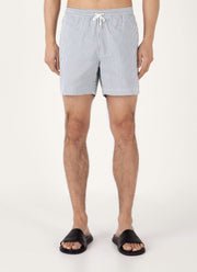 Men's Drawstring Swim Shorts in Navy/White