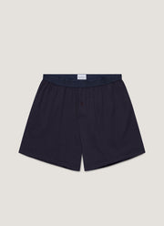 Men's Superfine Cotton One-Button Boxer Shorts in Navy