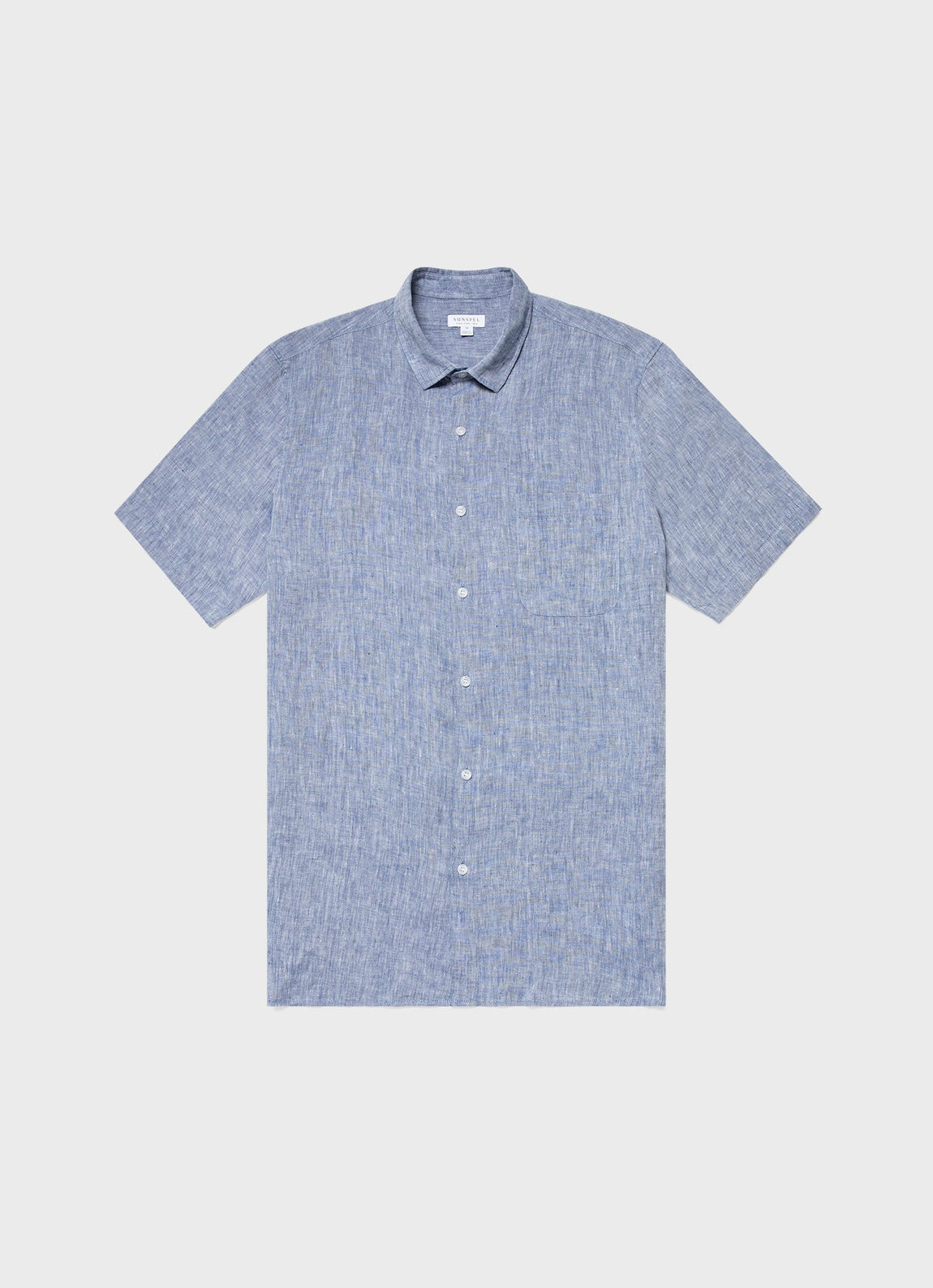 Men's Short Sleeve Linen Shirt in Bluestone Melange