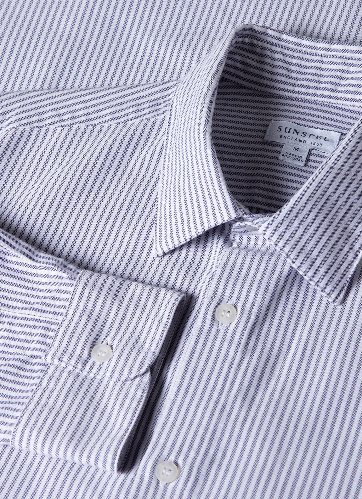 Men's Oxford Stripe Shirt in White/Navy Oxford Stripe