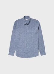 Men's Linen Shirt in Bluestone Melange
