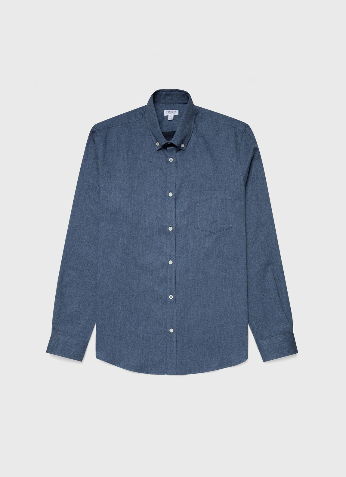 Men's Button Down Flannel Shirt in Blue Melange