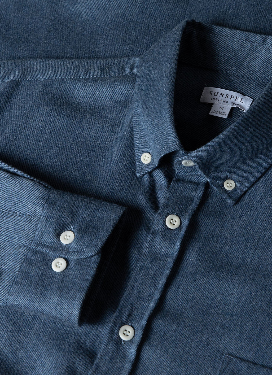 Men's Button Down Flannel Shirt in Blue Melange