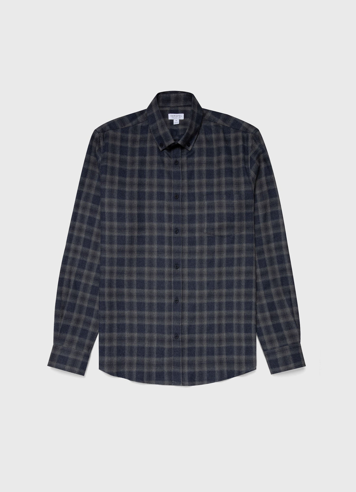 Men's Button Down Flannel Shirt in Navy Check
