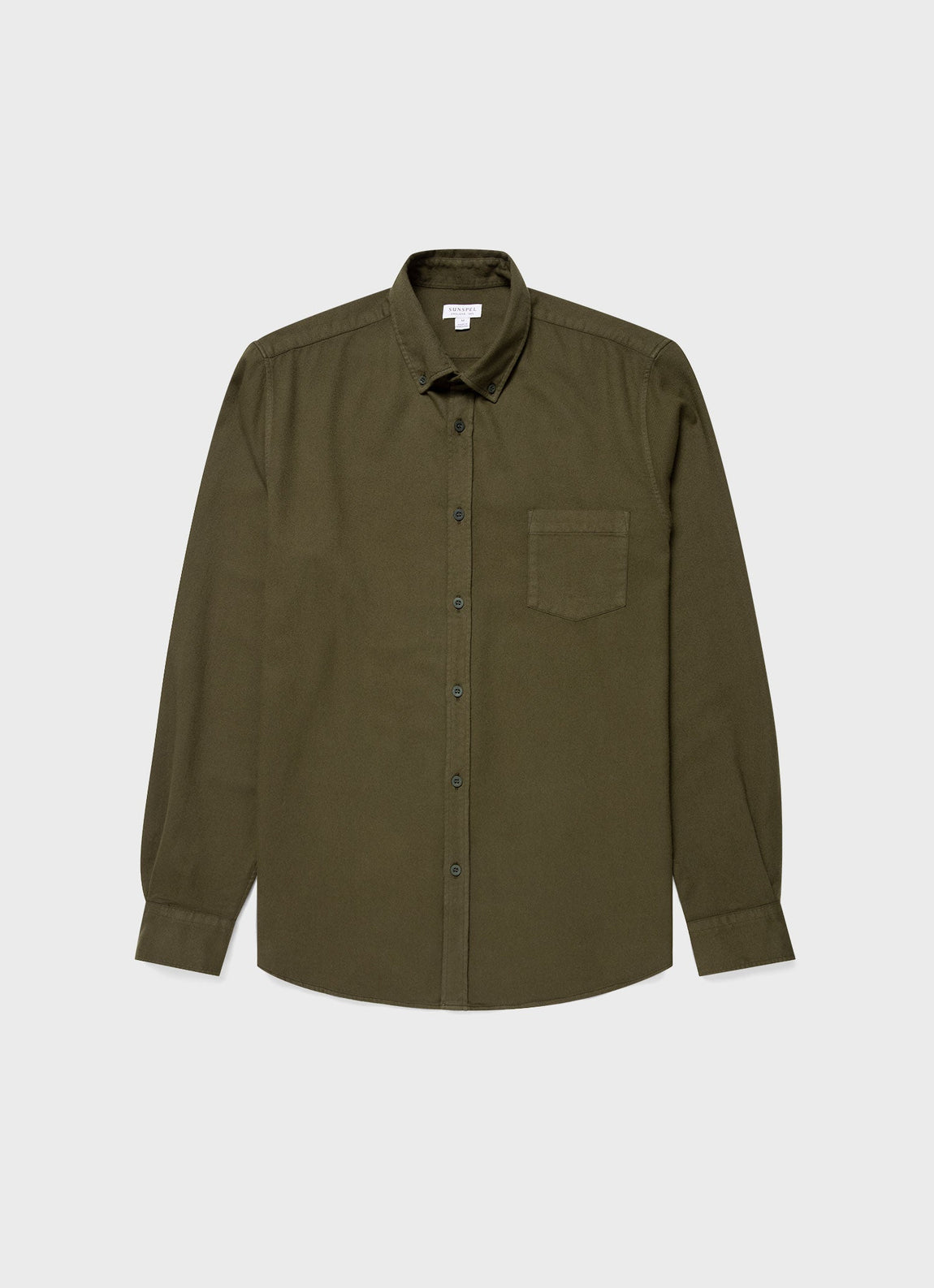 Men's Brushed Cotton Flannel Shirt in Dark Olive