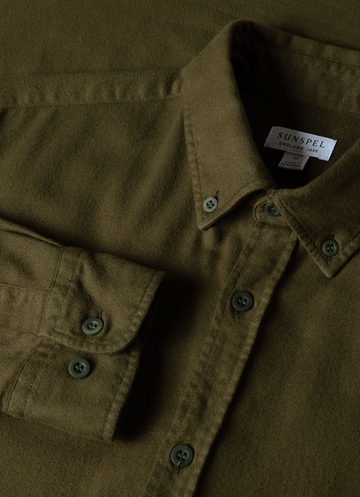 Men's Brushed Cotton Flannel Shirt in Dark Olive