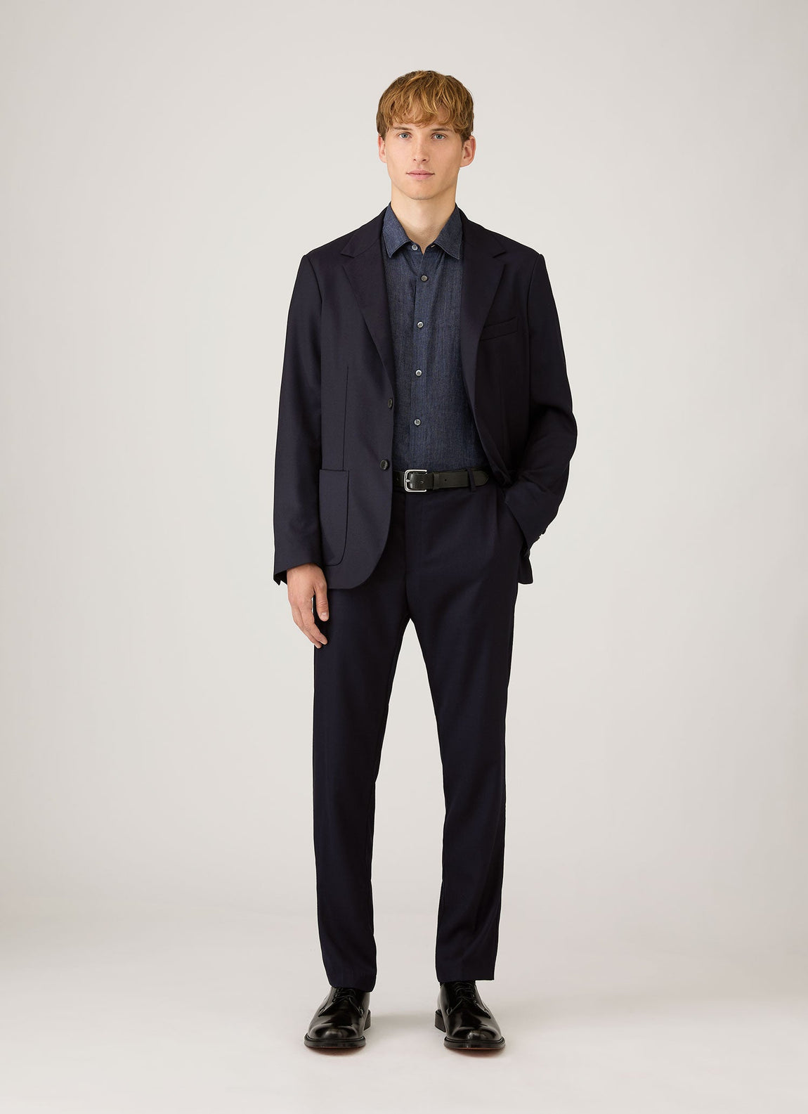 Men's Linen Shirt in Navy Melange