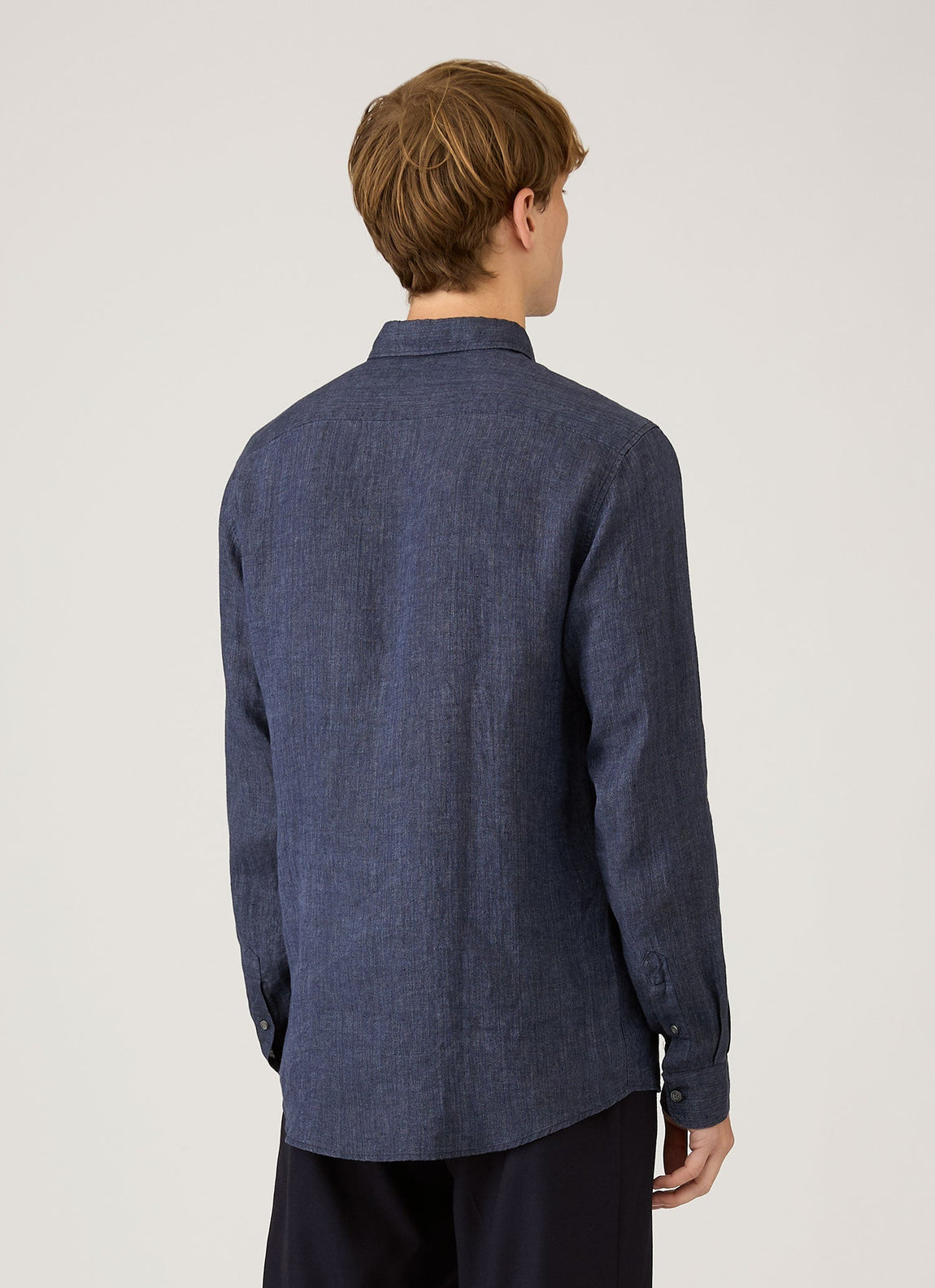 Men's Linen Shirt in Navy Melange