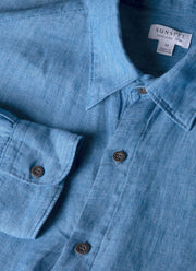 Men's Linen Shirt in Cool Blue