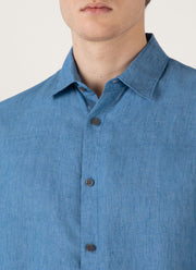 Men's Linen Shirt in Cool Blue