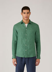 Men's Linen Shirt in Bright Green