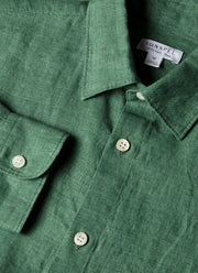 Men's Linen Shirt in Bright Green