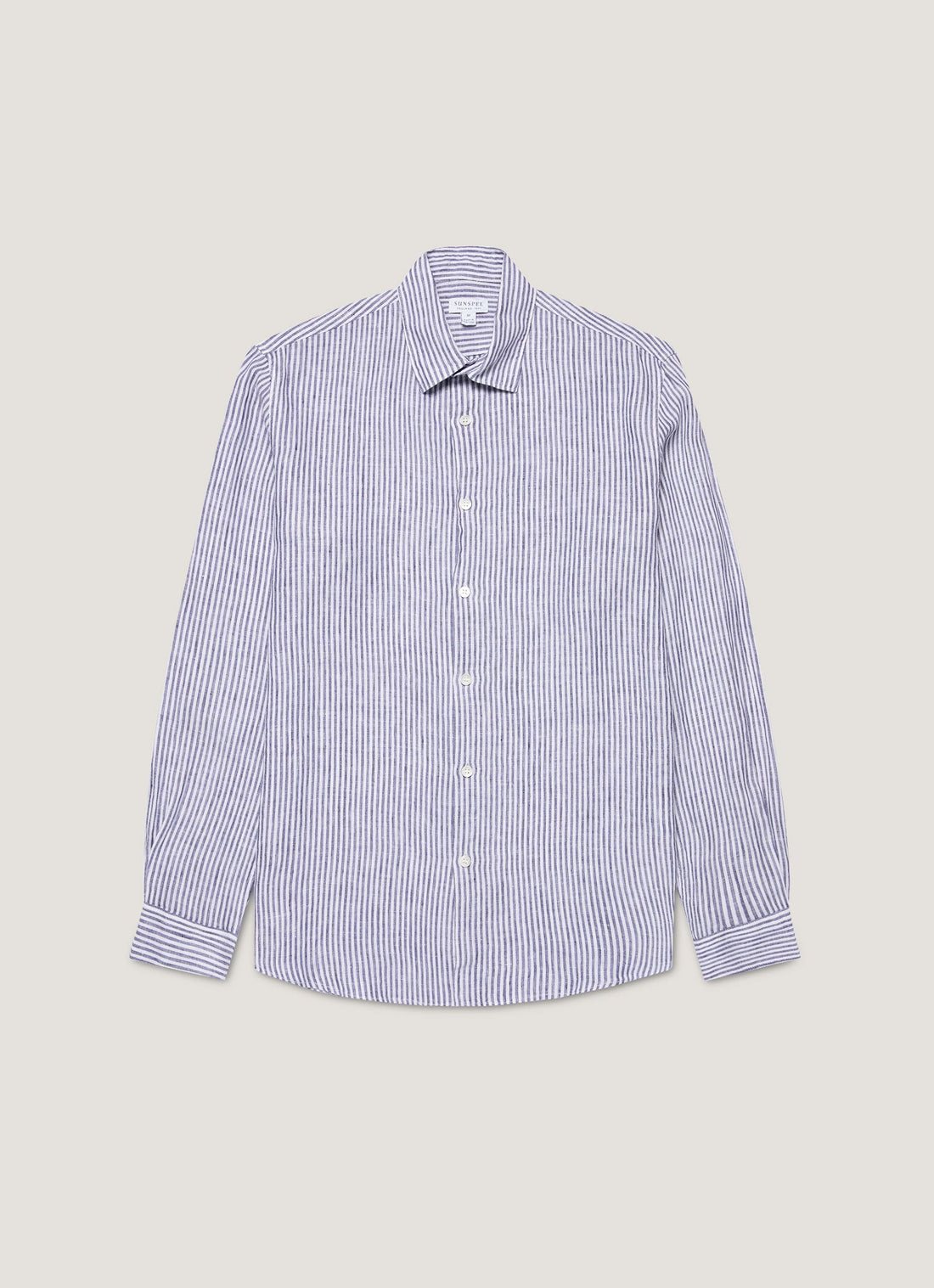 Men's Linen Shirt in Navy/White Linen