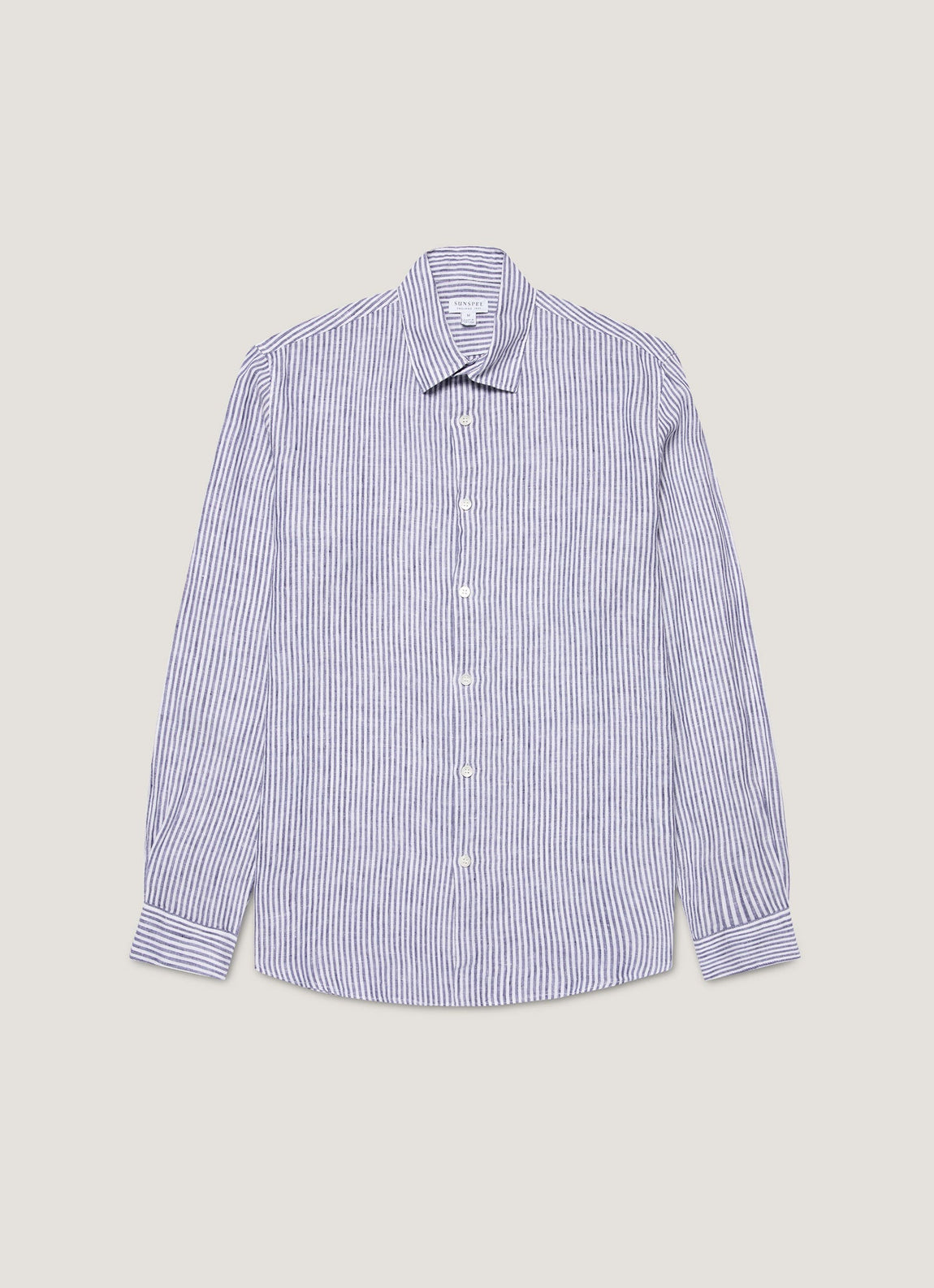 Men's Linen Shirt in Navy/White Linen